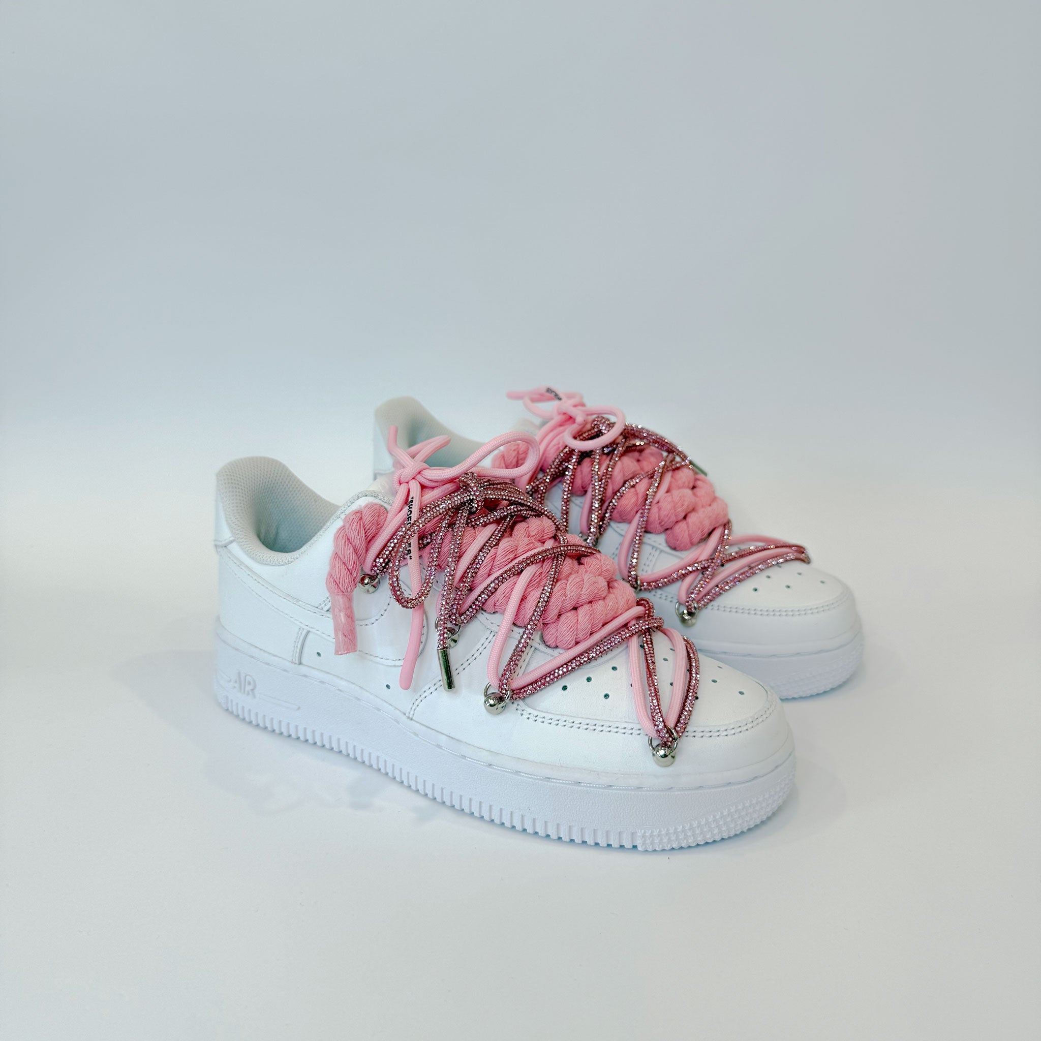Nike Air Force 1 Low White - Double Rope Laces Glitter Pink