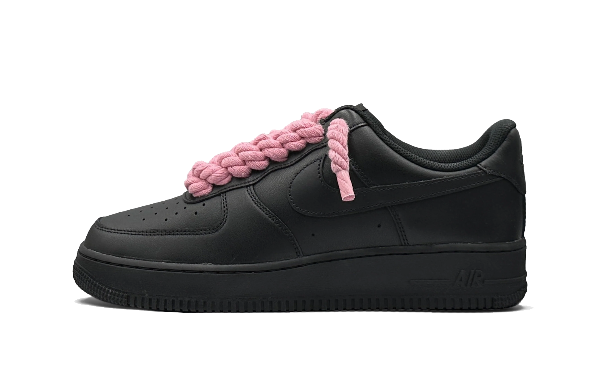 nike-air-force-1-low-black-pink-rope-laces-custom