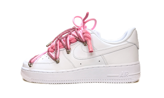 Nike Air Force 1 Low White - Double Rope Laces Glitter Pink
