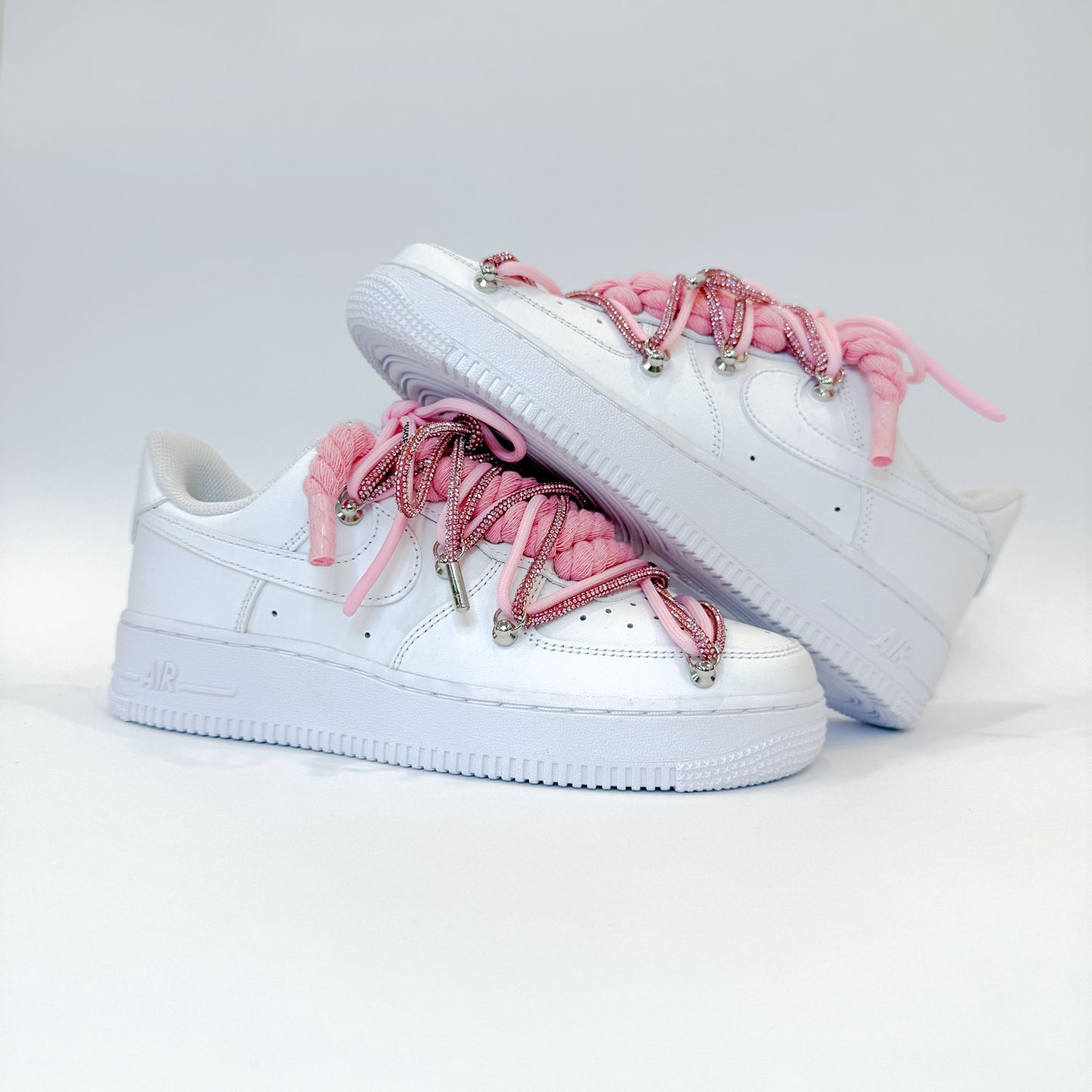 Nike Air Force 1 Low White - Double Rope Laces Glitter Pink