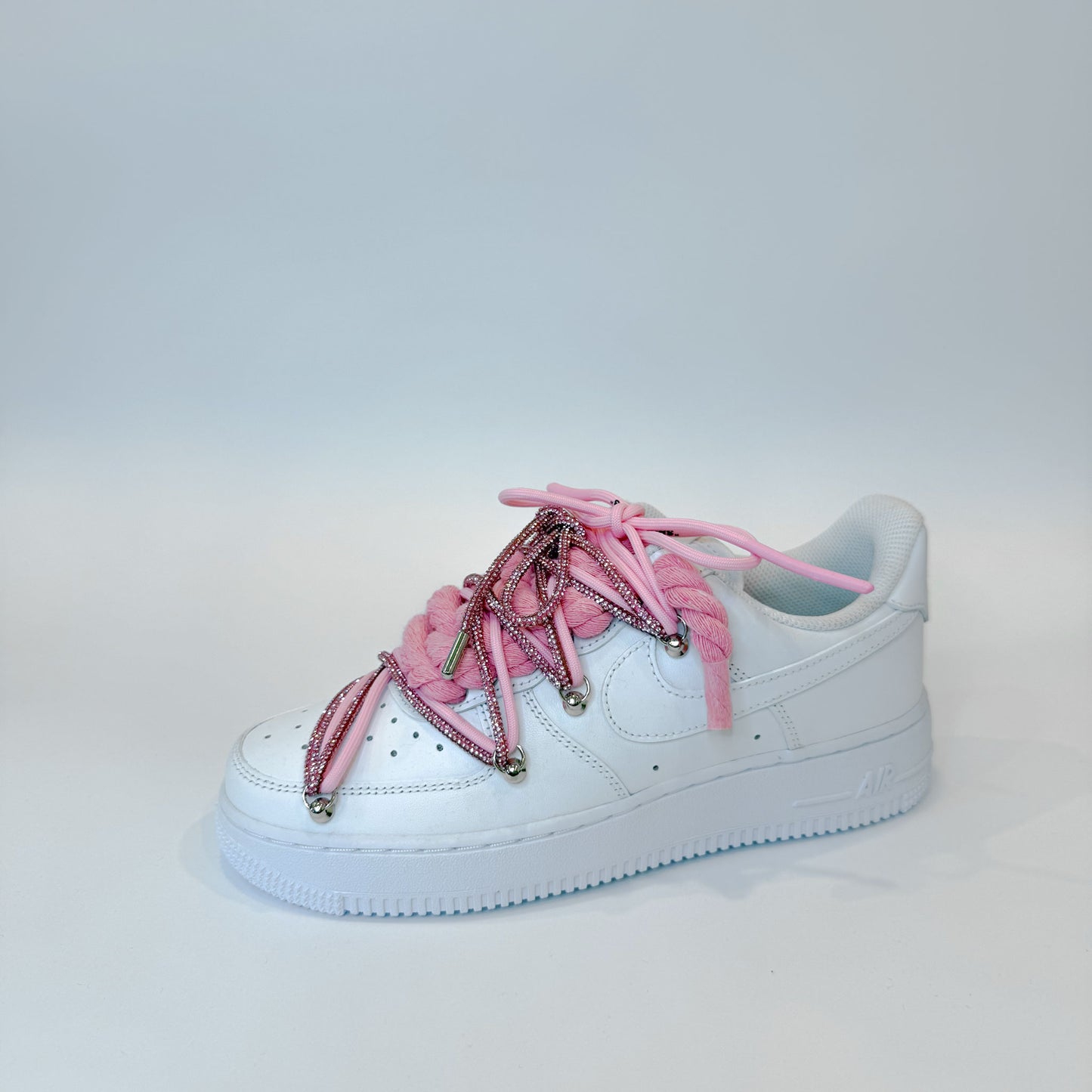 Nike Air Force 1 Low White - Double Rope Laces Glitter Pink