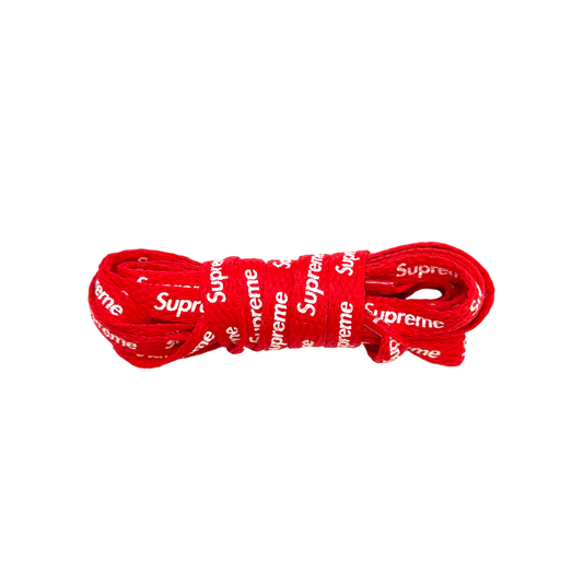 Originálne červené šnúrky Supreme zo Supreme Air Force 1 s bielym opakujúcim sa logom – Supreme Laces