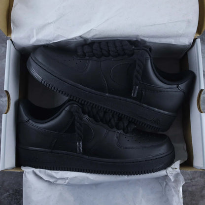 Nike Air Force 1 Low Black - Black Rope Laces