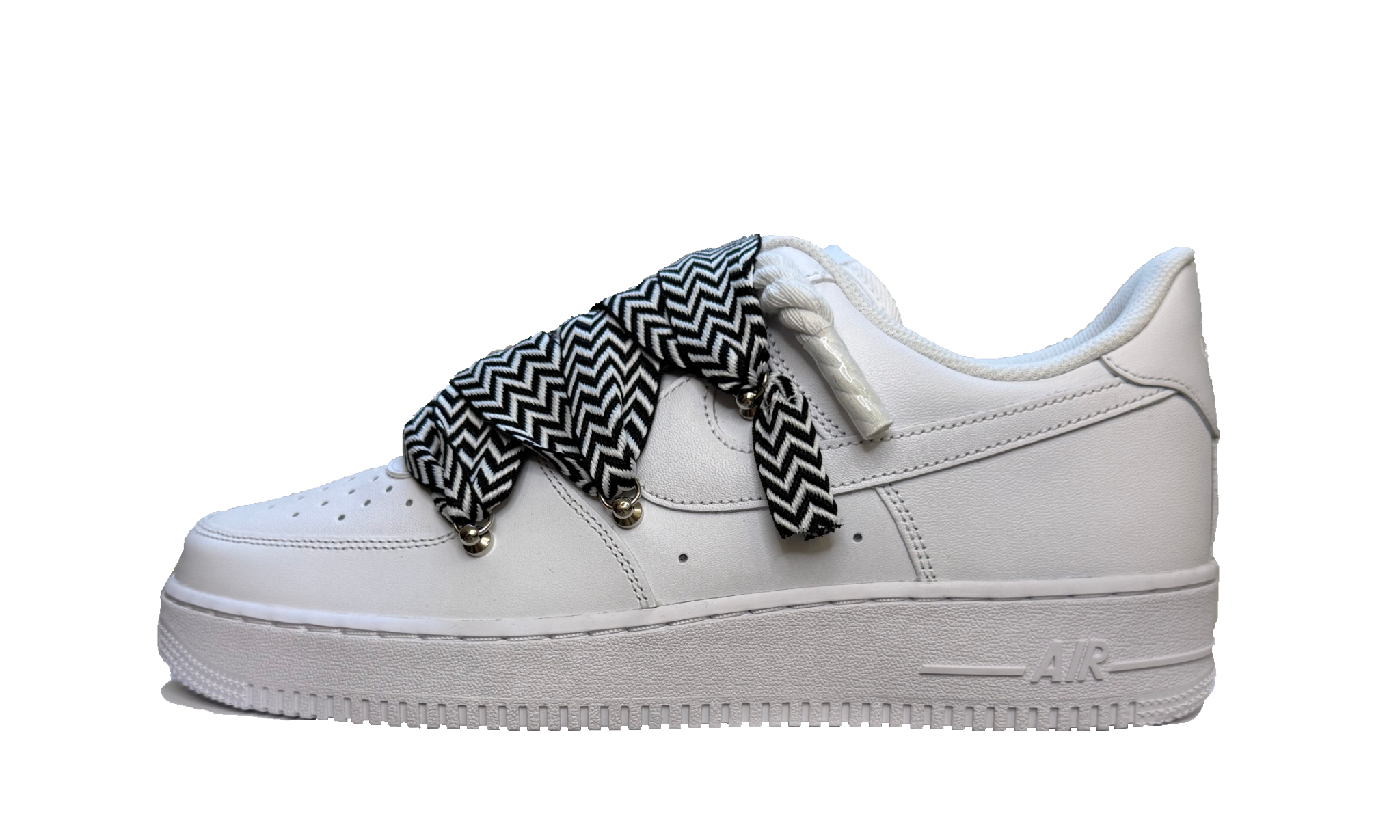 Custom Nike Air Force 1 Low White Lanvin Rope Laces White/Black – Biele tenisky doplnené o ikonické lanvin šnúry a s ikonickým logom Swoosh