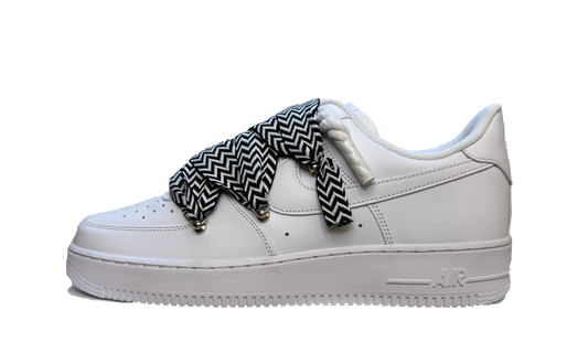 Custom Nike Air Force 1 Low White Lanvin Rope Laces White/Black – Biele tenisky doplnené o ikonické lanvin šnúry a s ikonickým logom Swoosh